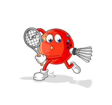 the bowling ball playing badminton illustration. character vecto