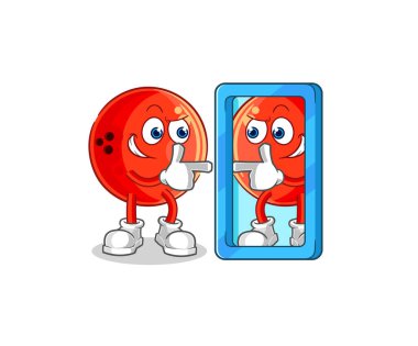 the bowling ball looking into mirror cartoon. cartoon mascot vecto