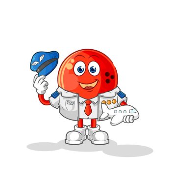 the bowling ball pilot mascot. cartoon vecto