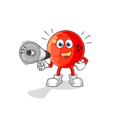 the bowling ball holding hand loudspeakers vector. cartoon characte