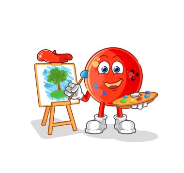 the bowling ball artist mascot. cartoon vecto