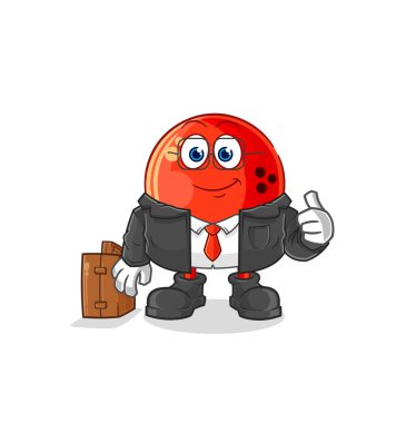 the bowling ball office worker mascot. cartoon vecto