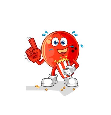 the bowling ball fan with popcorn illustration. character vecto