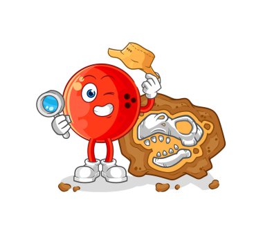the bowling ball archaeologists with fossils mascot. cartoon vecto