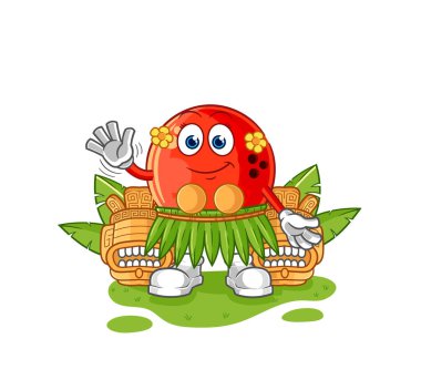 the bowling ball hawaiian waving character. cartoon mascot vecto