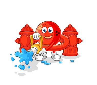 Bowling topu itfaiyecisi vektörü. karikatür