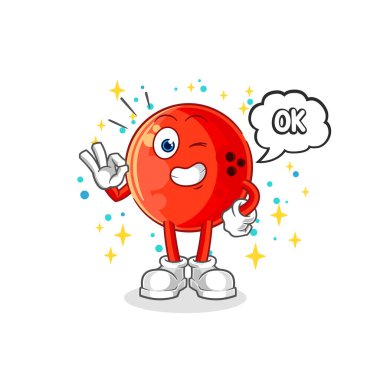 Bovling topu maskot olmayı kabul ediyor. çizgi film vektosu