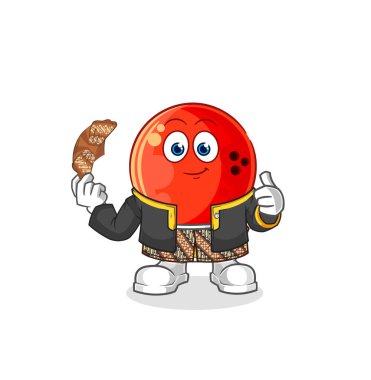 Bowling topu Cava karakteri. karikatür maskotu vektosu