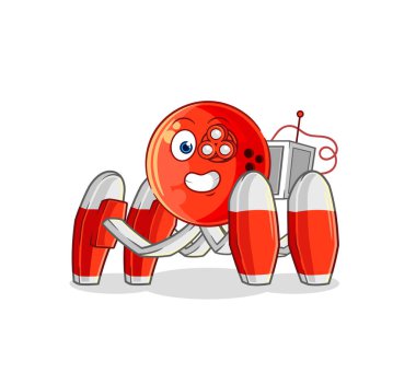 Bowling topu gelecekteki robot vektörü. karikatür