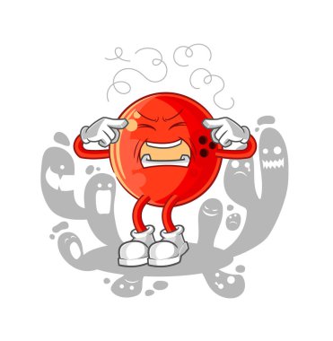 Bunalımlı bowling topu karakteri. çizgi film vektosu