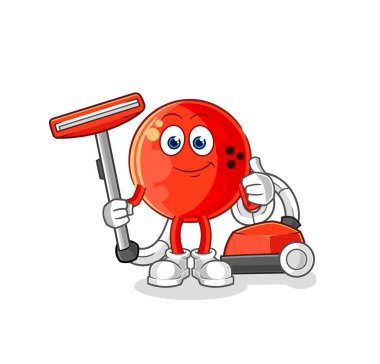 Bowling topu süpürgeyle temizlendi. karakter vektosu