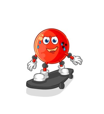 Bowling topu kaykaylı çizgi film karakteri vekto.