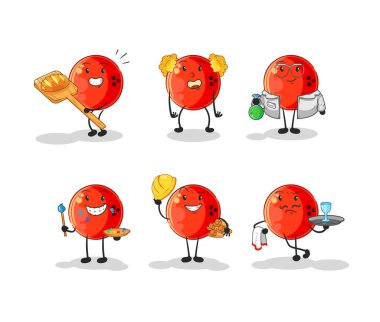 the bowling ball profession set character. cartoon mascot vecto