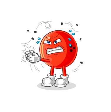 Bowling topu uçan karakter. karikatür maskotu vektosu