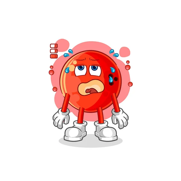 Bowling Ball Low Battery Mascot Cartoon Vecto — Stock Vector