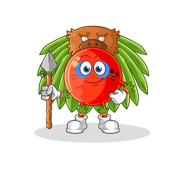 Bowling Ball Tribal Man Mascot Cartoon Vecto — Image vectorielle