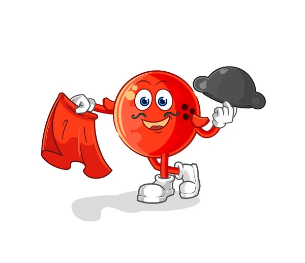 赤い布のイラストのボウリングボールマタドール キャラクター ベクトル — ストックベクタ