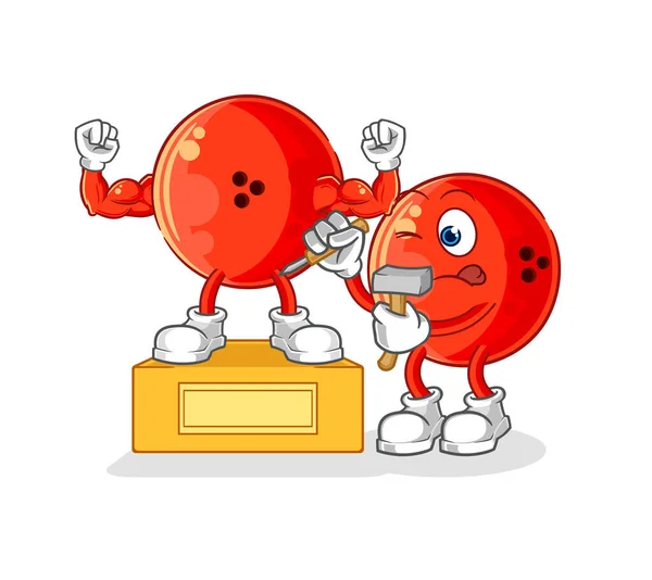 Bowling Ball Sculptor Character Cartoon Mascot Vecto — Stock Vector