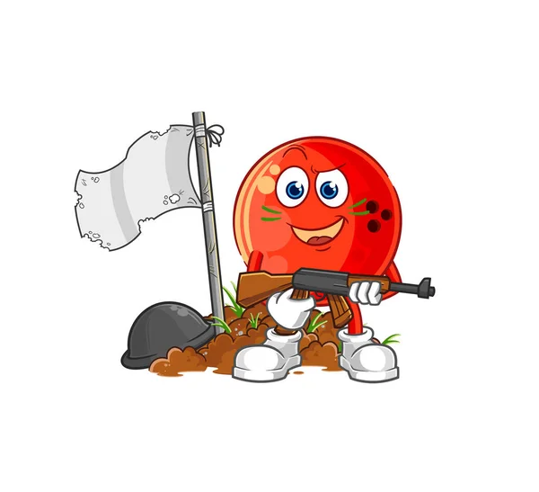 Bowling Ball Army Character Cartoon Mascot Vecto — Stock Vector
