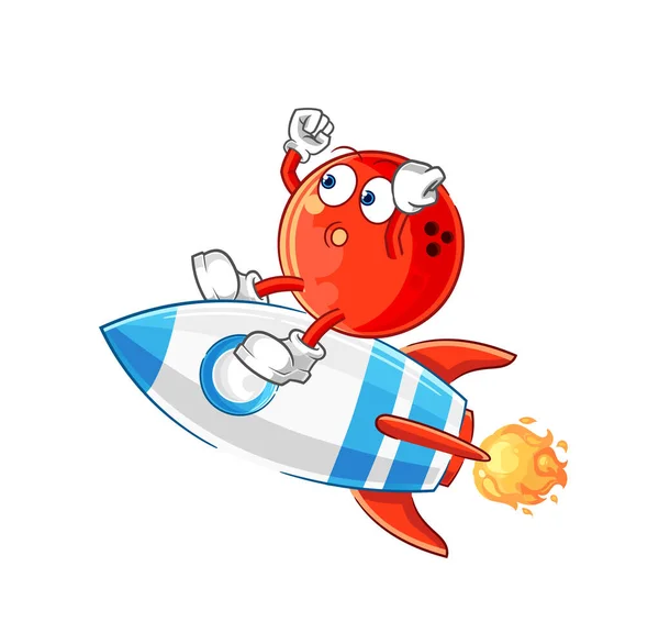 Bowling Ball Ride Rocket Cartoon Mascot Vecto — Stockvector