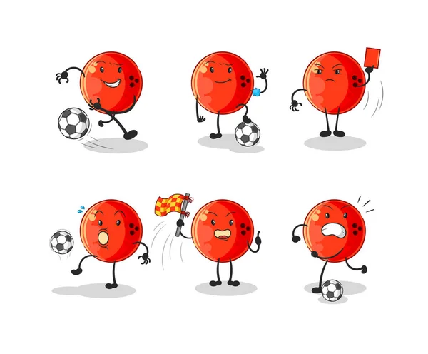 Personaje Del Grupo Fútbol Bola Bolos Mascota Dibujos Animados Vecto — Vector de stock