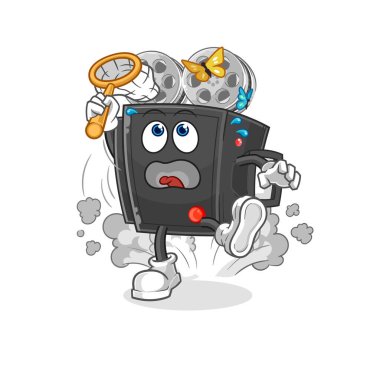 Film kamerası kelebek resimlerini yakalıyor. karakter vektosu