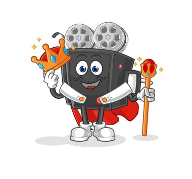 Film kamerası kral vektörü. karikatür
