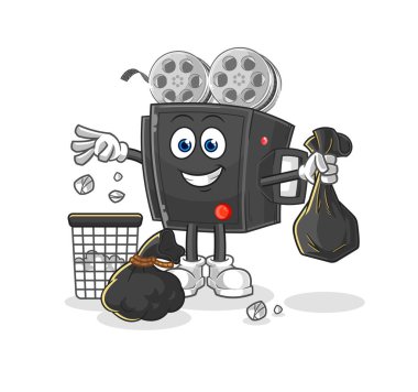 Film kamerası. Çöp maskotu at. çizgi film vektosu