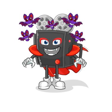 Film kamerası Drakula illüstrasyonu. karakter vektosu