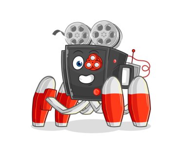 Film kamerası gelecekteki robot vektörü. karikatür