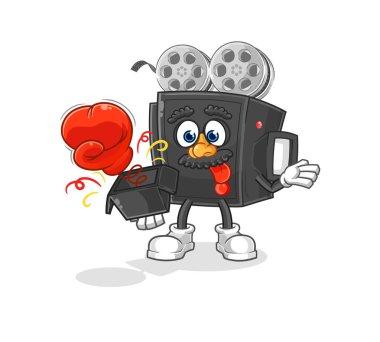 Kutudaki kamera şakası eldiveni. çizgi film maskotu