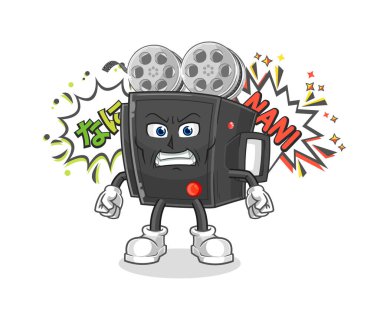 Film kamerası anime kızgın vektörü. karikatür