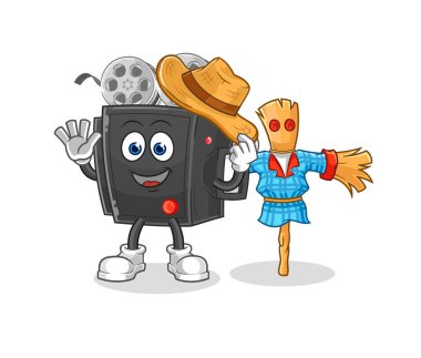 Korkuluk çizgi film karakteri vektosu olan kamera.