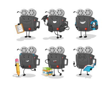 Film kamerası eğitimi karakteri belirler. karikatür maskotu vektosu