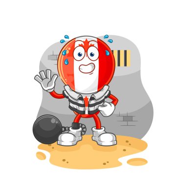 Kanada bayrağı hapishanedeki baş suçlu. karikatür