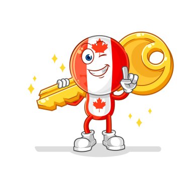 Kanada bayrağının başı anahtar maskotu taşıyor. çizgi film vektosu