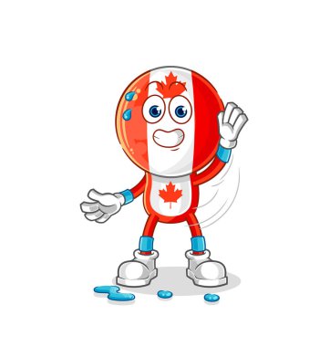 Kanada bayrak başı germe karakteri. karikatür maskotu vektosu