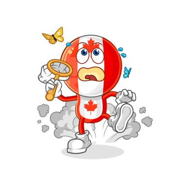 Kanada bayrağı başı kelebek resmi yakaladı. karakter vektosu