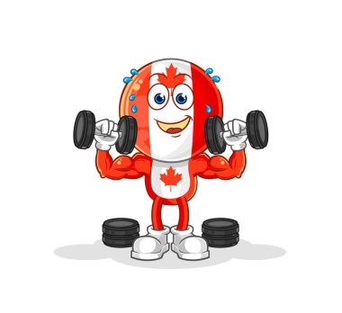 Kanada bayrak kafa ağırlık idmanı illüstrasyonu. karakter vektosu