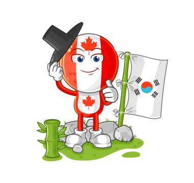Kanada bayrağı Kore 'nin baş karakteri. karikatür maskotu vektosu
