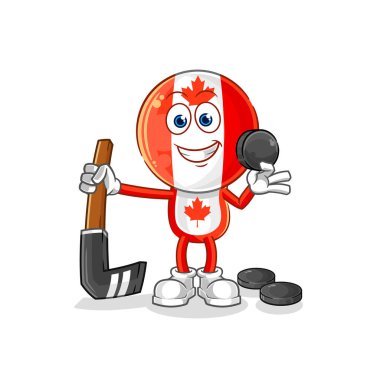 Kanada bayrağı kafa hokey oynuyor. karikatür