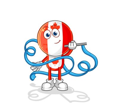 Kanada bayraklı Ritmik Jimnastik maskotu. çizgi film vektosu