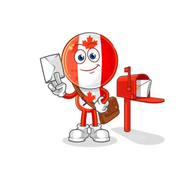 Kanada bayrağı baş postacı vektörü. karikatür