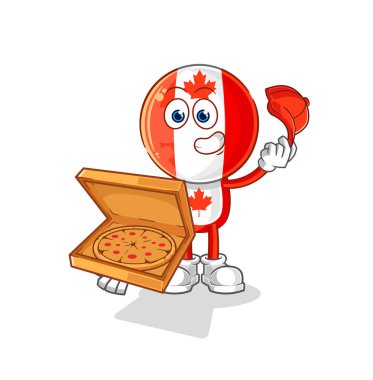 Kanada bayrağı pizzacı çocuk vektörü. karikatür