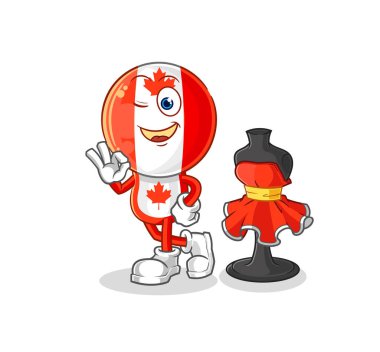 Kanada bayraklı moda tasarımcısı vektörü. karikatür