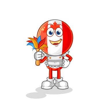 Kanada bayrağı baş hizmetçi maskotu. çizgi film vektosu