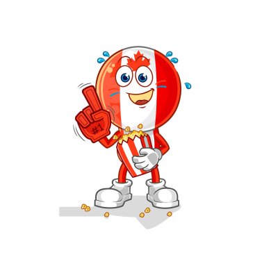 Kanada bayrağının başında patlamış mısır illüstrasyonuyla. karakter vektosu