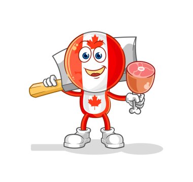 Kanada bayrak başı Kasap illüstrasyonu. karakter vektosu