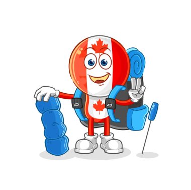 Kanada bayrağı kafalı kamp maskotu. çizgi film vektosu