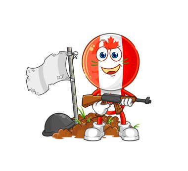 Kanada bayrağının baş askeri karakteri. karikatür maskotu vektosu